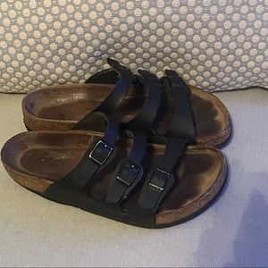 Birkenstock Soft Bed Florida black oiled leather sandals size 38